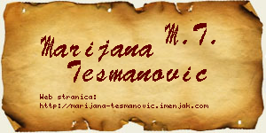 Marijana Tešmanović vizit kartica
